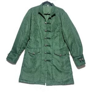 Steampunk Jacket Men's Size Large Mid-Length Green Polyester Lined